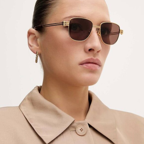 Bottega Veneta BV1380S 001 Square Sunglasses - Silver/Brown - Picture 3 of 11